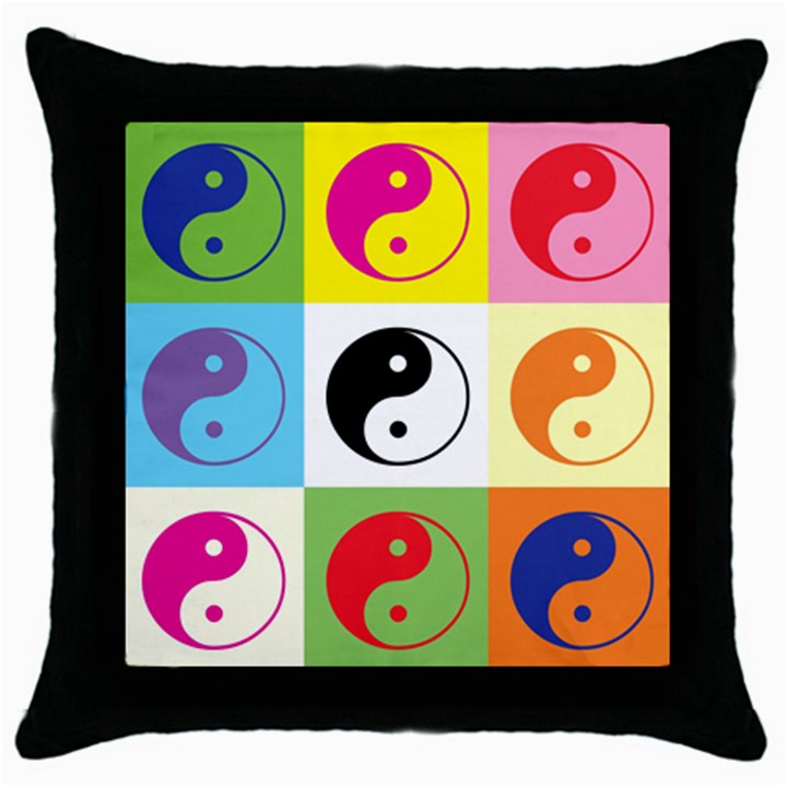 Ying Yang   Black Throw Pillow Case