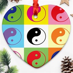 Ying Yang   Heart Ornament (two Sides)