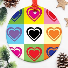 Hearts Round Ornament by Siebenhuehner