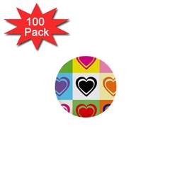 Hearts 1  Mini Button (100 Pack) by Siebenhuehner