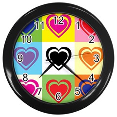 Hearts Wall Clock (black) by Siebenhuehner