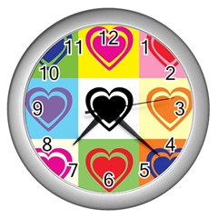 Hearts Wall Clock (silver) by Siebenhuehner