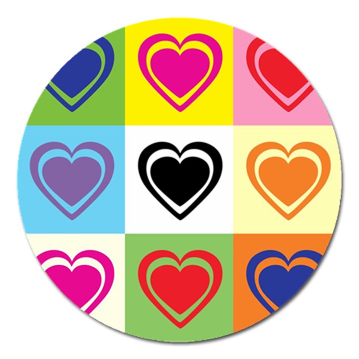 Hearts Magnet 5  (Round)