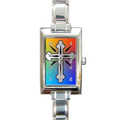 Cross Rectangular Italian Charm Watch by Siebenhuehner