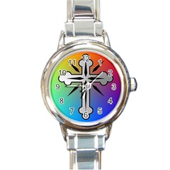 Cross Round Italian Charm Watch by Siebenhuehner