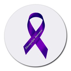 Fibro Awareness Ribbon 8  Mouse Pad (round) by FunWithFibro