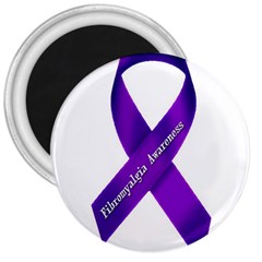 Fibro Awareness Ribbon 3  Button Magnet by FunWithFibro