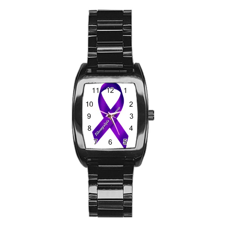 Fibro Awareness Ribbon Stainless Steel Barrel Watch