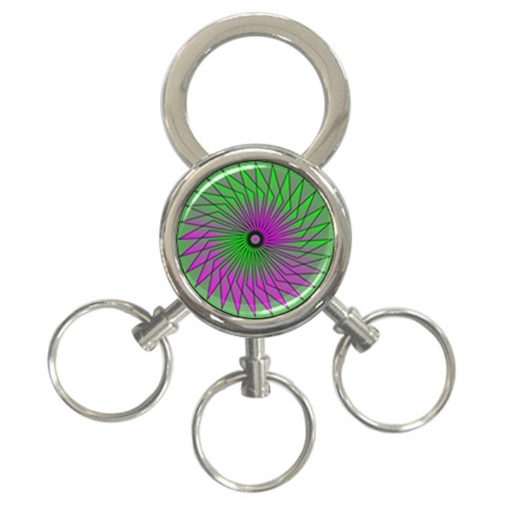 Pattern 3-Ring Key Chain