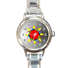 Star Round Italian Charm Watch by Siebenhuehner