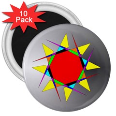 Star 3  Button Magnet (10 Pack) by Siebenhuehner