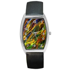 Abstract Smoke Tonneau Leather Watch by StuffOrSomething