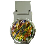 Abstract Smoke Money Clip with Watch Front