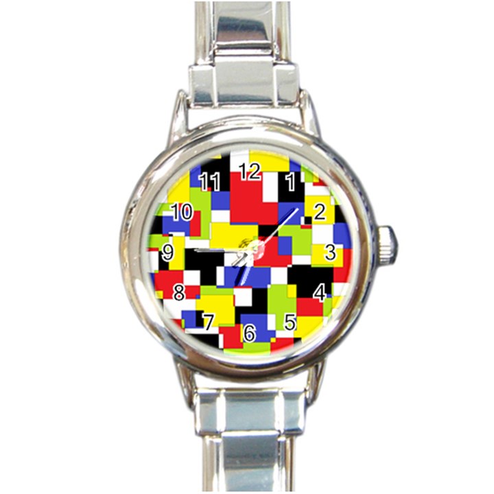 Mod Geometric Round Italian Charm Watch