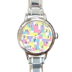 Mod Pastel Geometric Round Italian Charm Watch by StuffOrSomething