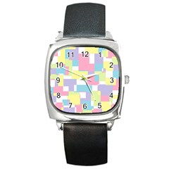 Mod Pastel Geometric Square Leather Watch by StuffOrSomething