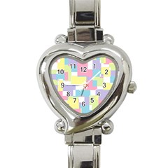 Mod Pastel Geometric Heart Italian Charm Watch  by StuffOrSomething