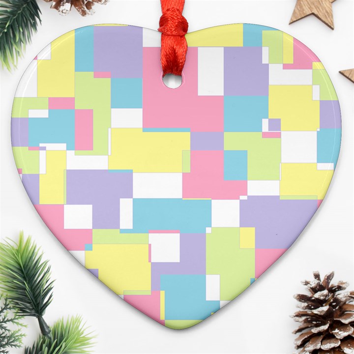 Mod Pastel Geometric Heart Ornament (Two Sides)