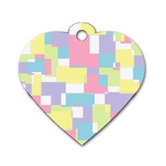 Mod Pastel Geometric Dog Tag Heart (one Sided)  by StuffOrSomething