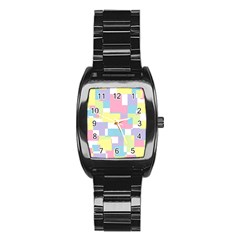 Mod Pastel Geometric Stainless Steel Barrel Watch by StuffOrSomething