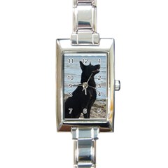 Black German Shepherd Rectangular Italian Charm Watch by StuffOrSomething