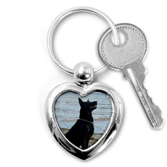 Black German Shepherd Key Chain (heart) by StuffOrSomething