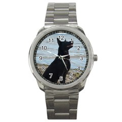 Black German Shepherd Sport Metal Watch by StuffOrSomething