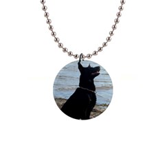 Black German Shepherd Button Necklace by StuffOrSomething