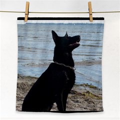 Black German Shepherd Face Towel by StuffOrSomething