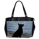 Black German Shepherd Oversize Office Handbag (One Side) Front