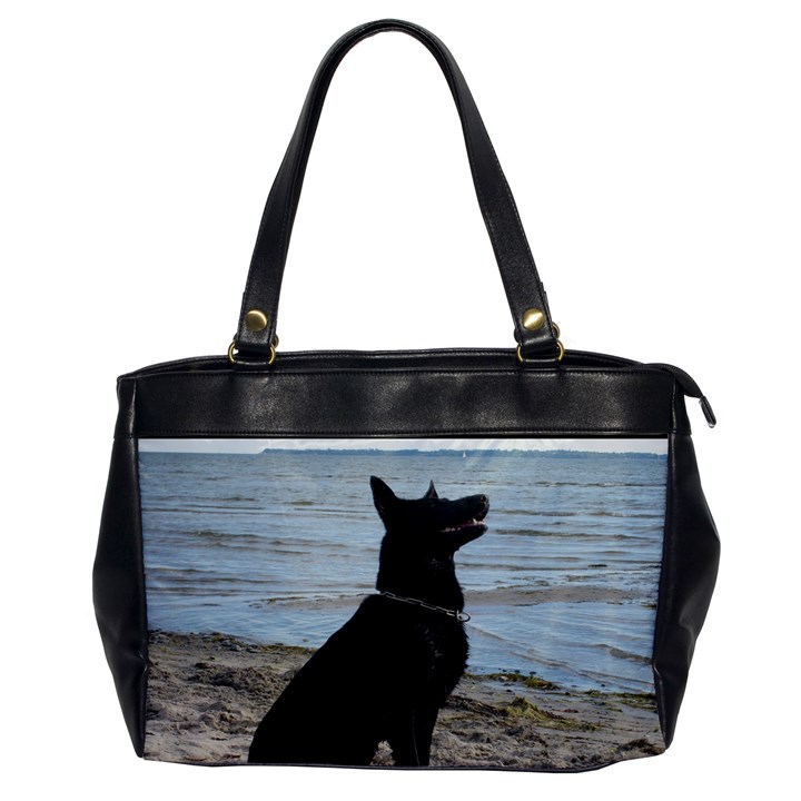 Black German Shepherd Oversize Office Handbag (One Side)