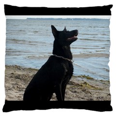 Black German Shepherd Large Cushion Case (single Sided)  by StuffOrSomething