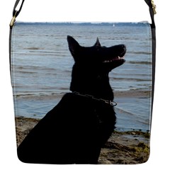 Black German Shepherd Flap Closure Messenger Bag (small) by StuffOrSomething