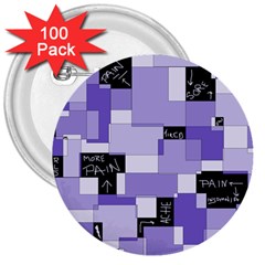 Purple Pain Modular 3  Button (100 Pack) by FunWithFibro