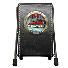 Double Decker Bus   Ave Hurley   Stationery Holder Clock by ArtRave2