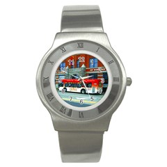 Double Decker Bus   Ave Hurley   Stainless Steel Watch (Slim)