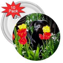 Black Gsd Pup 3  Button (10 Pack) by StuffOrSomething