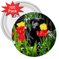 Black GSD Pup 3  Button (100 pack)