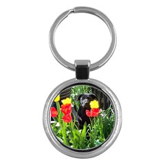 Black GSD Pup Key Chain (Round)