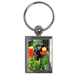 Black GSD Pup Key Chain (Rectangle)