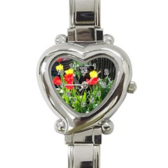 Black GSD Pup Heart Italian Charm Watch 