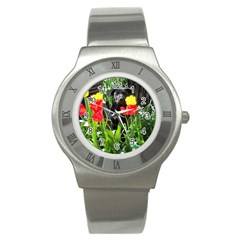 Black GSD Pup Stainless Steel Watch (Slim)