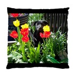 Black GSD Pup Cushion Case (Single Sided)  Front