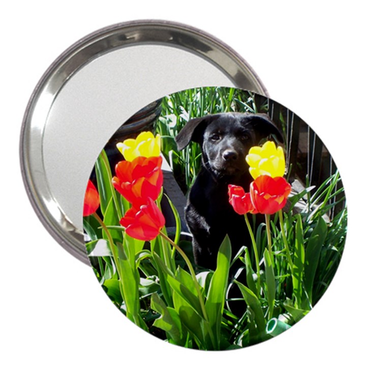 Black GSD Pup 3  Handbag Mirror