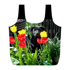 Black Gsd Pup Reusable Bag (l) by StuffOrSomething