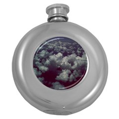 Through The Evening Clouds Hip Flask (round)