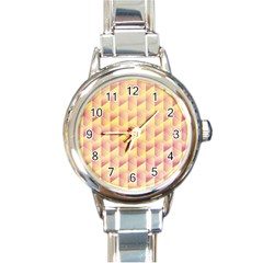 Geometric Pink & Yellow  Round Italian Charm Watch by Zandiepants