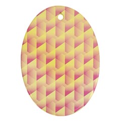 Geometric Pink & Yellow  Oval Ornament