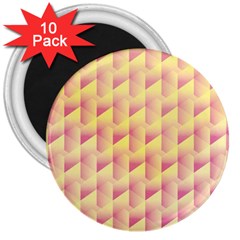 Geometric Pink & Yellow  3  Button Magnet (10 Pack)