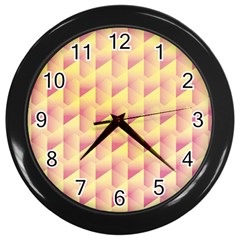 Geometric Pink & Yellow  Wall Clock (black)